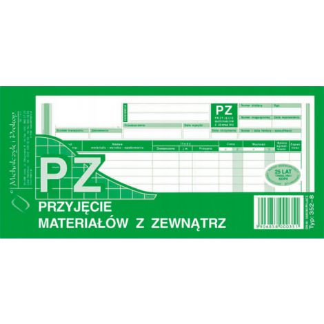 Druk MiP Przyjęcie Materiałów z Zewnątrz 1/3 A4/80